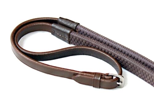 Gee Tac Extra Leather Grip Reins - Black and Brown